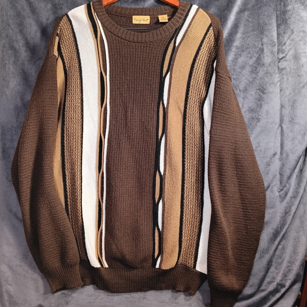 Midnight Velvet Chocolate and Ivory Crewneck Sweater